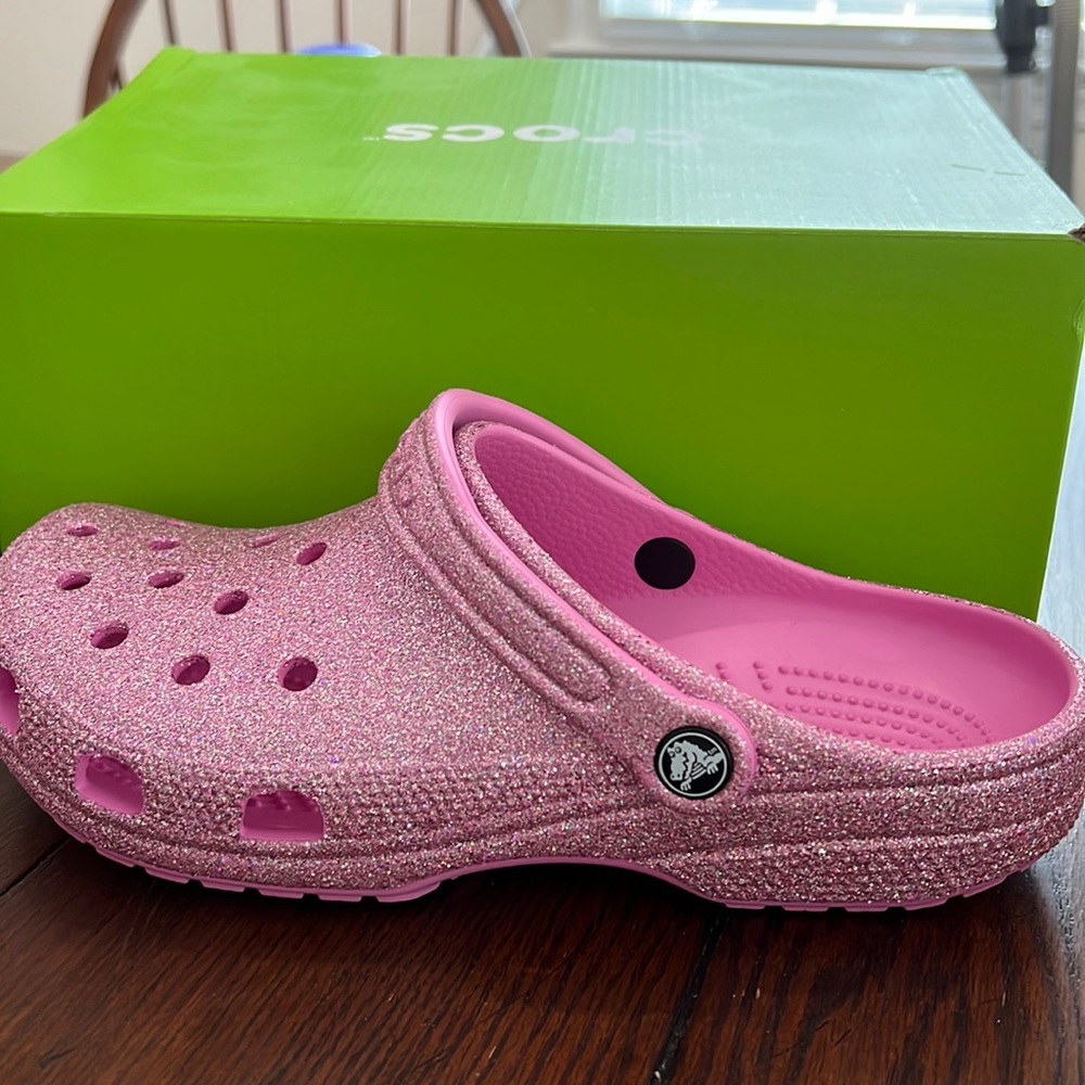 Pink Glitter Size 10 Womens’ Crocs NWT